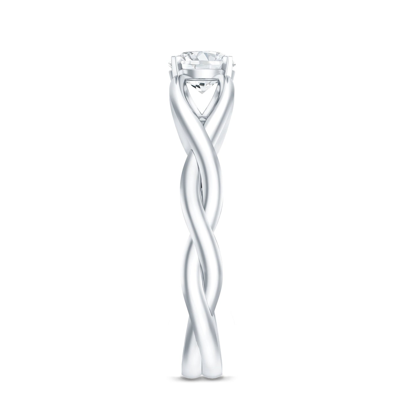 Certified Moissanite Solitaire Engagement Ring in Crossover Shank