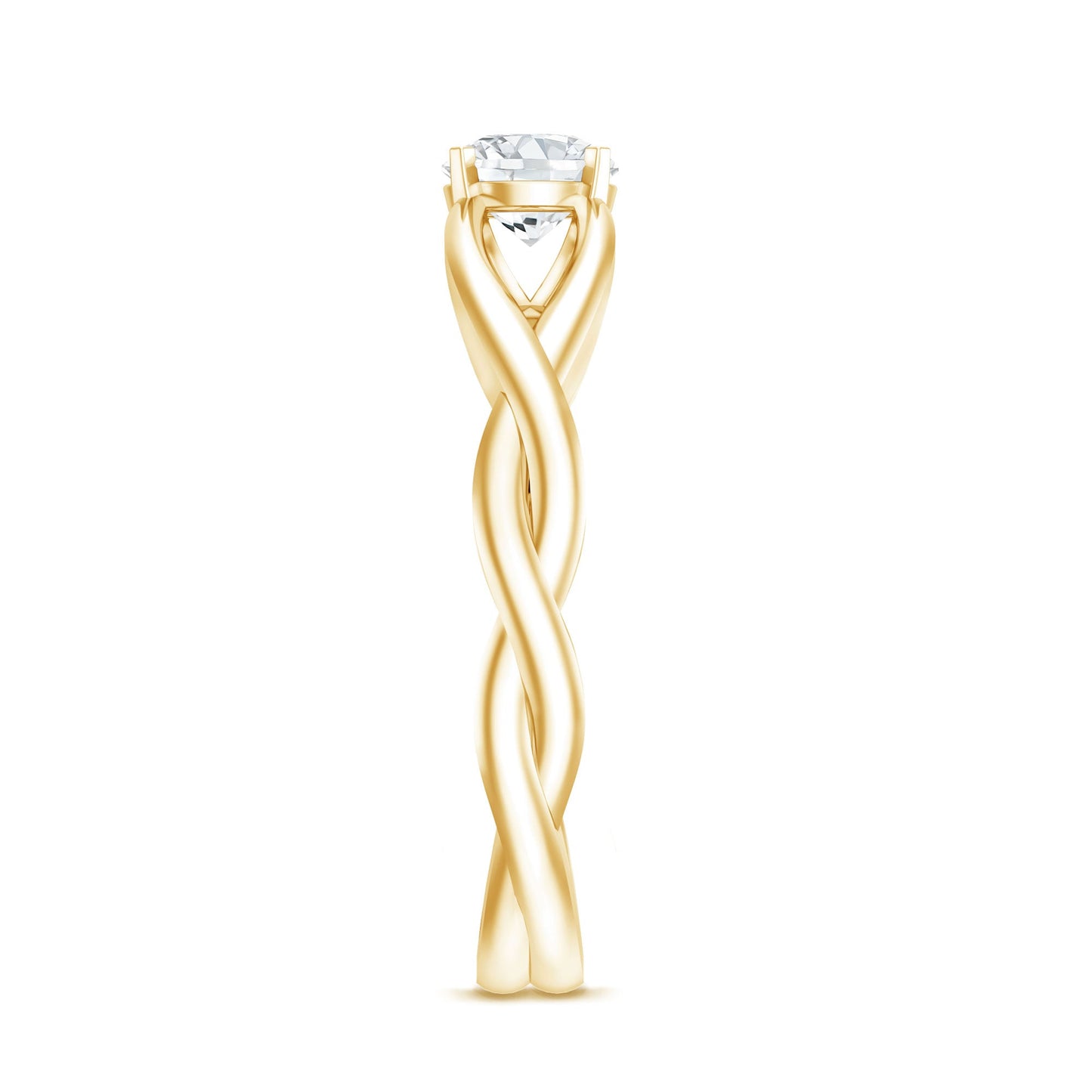 Certified Moissanite Solitaire Engagement Ring in Crossover Shank