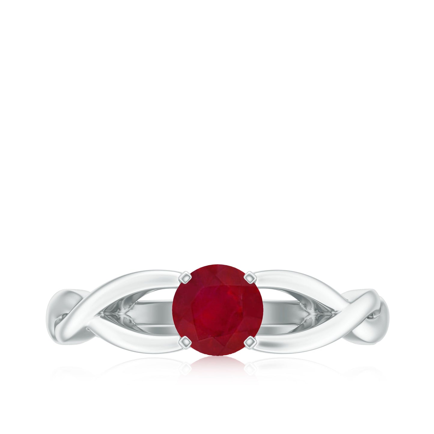 Natural Ruby Solitaire Ring in Crossover Shank