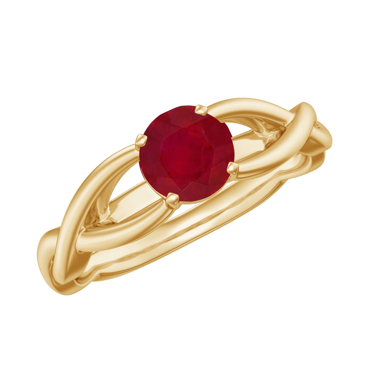 Natural Ruby Solitaire Ring in Crossover Shank