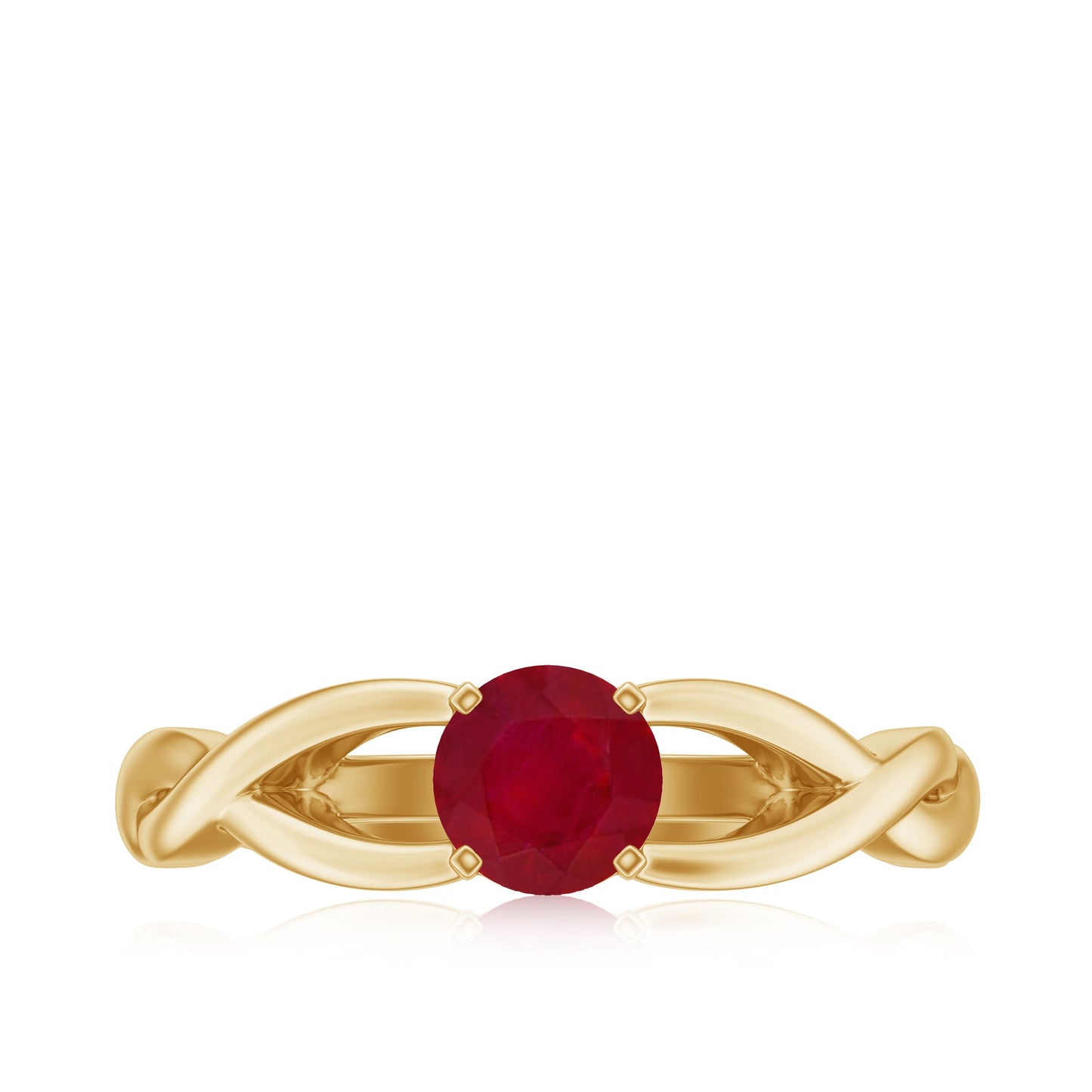 Natural Ruby Solitaire Ring in Crossover Shank