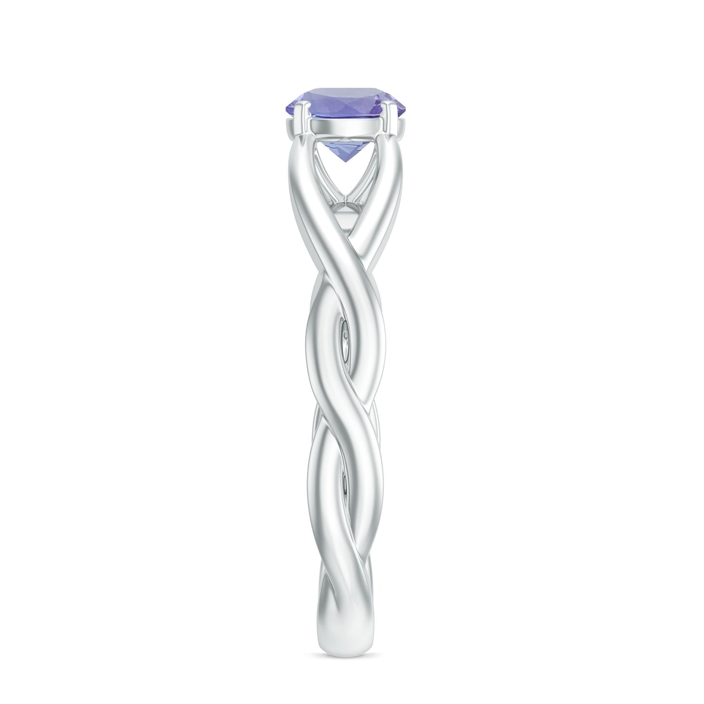 Real Tanzanite Diamond Proposal Ring with Crossover Shank