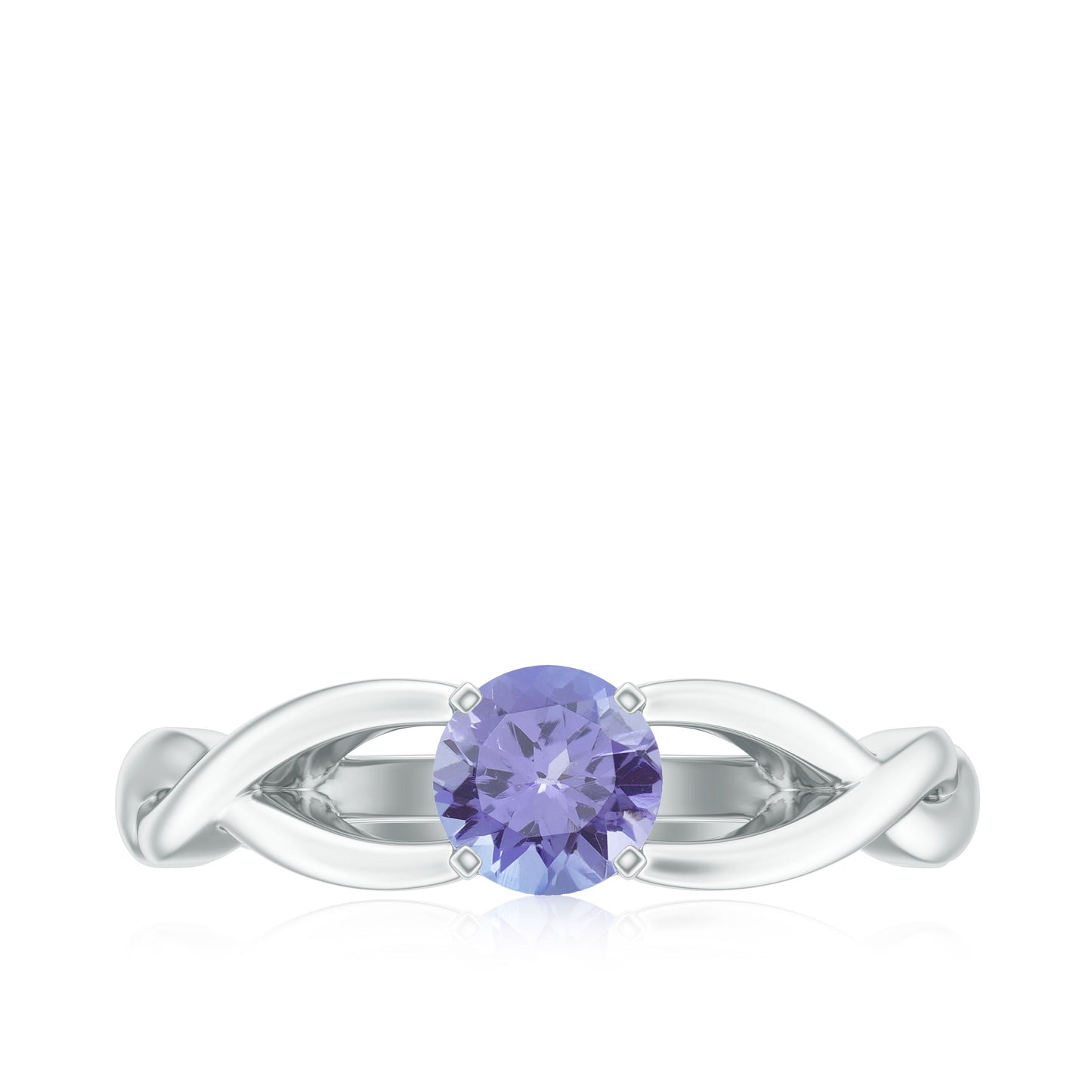 Real Tanzanite Diamond Proposal Ring with Crossover Shank