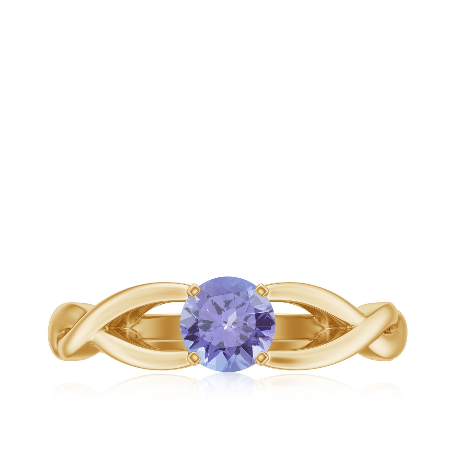Real Tanzanite Diamond Proposal Ring with Crossover Shank