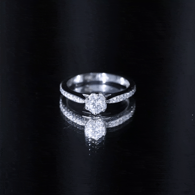 Lotus Basket Set Moissanite Solitaire Engagement Ring for Women