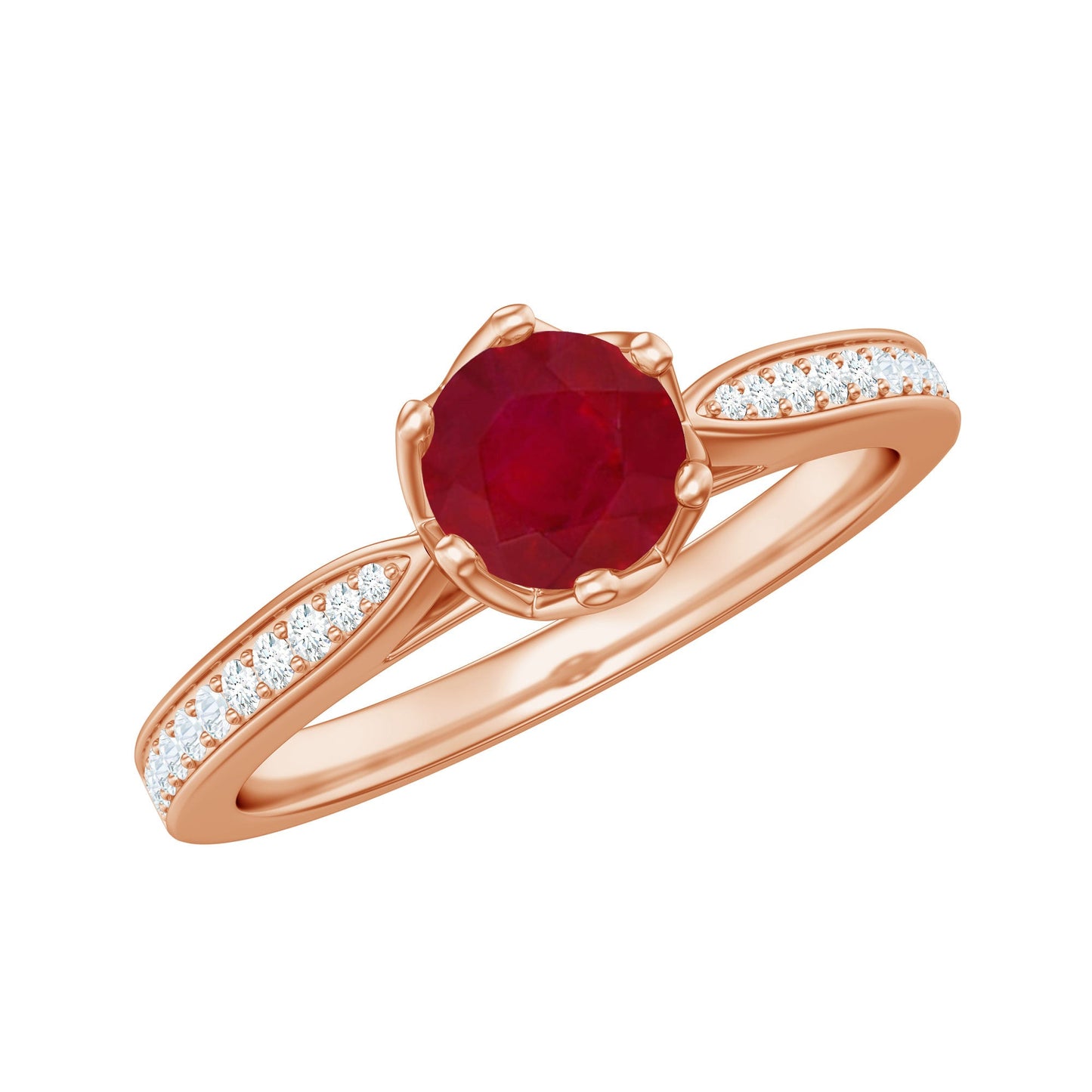 Real 0.6 Carat Ruby Engagement Ring with Diamond for Women