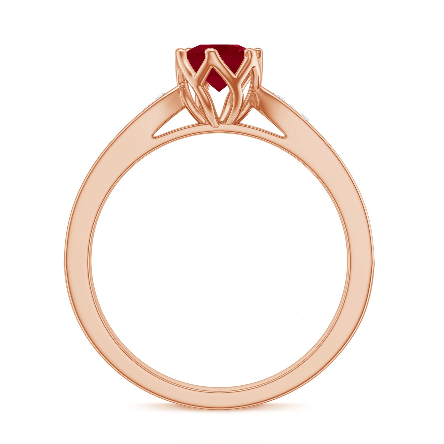 Real 0.6 Carat Ruby Engagement Ring with Diamond for Women