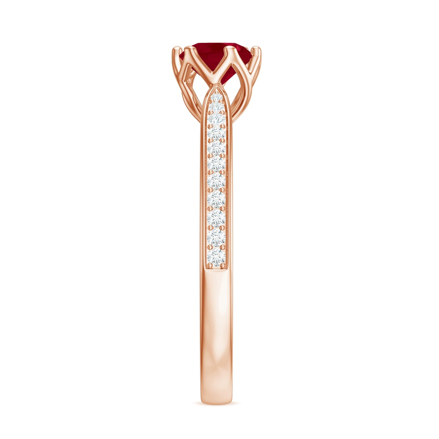Real 0.6 Carat Ruby Engagement Ring with Diamond for Women