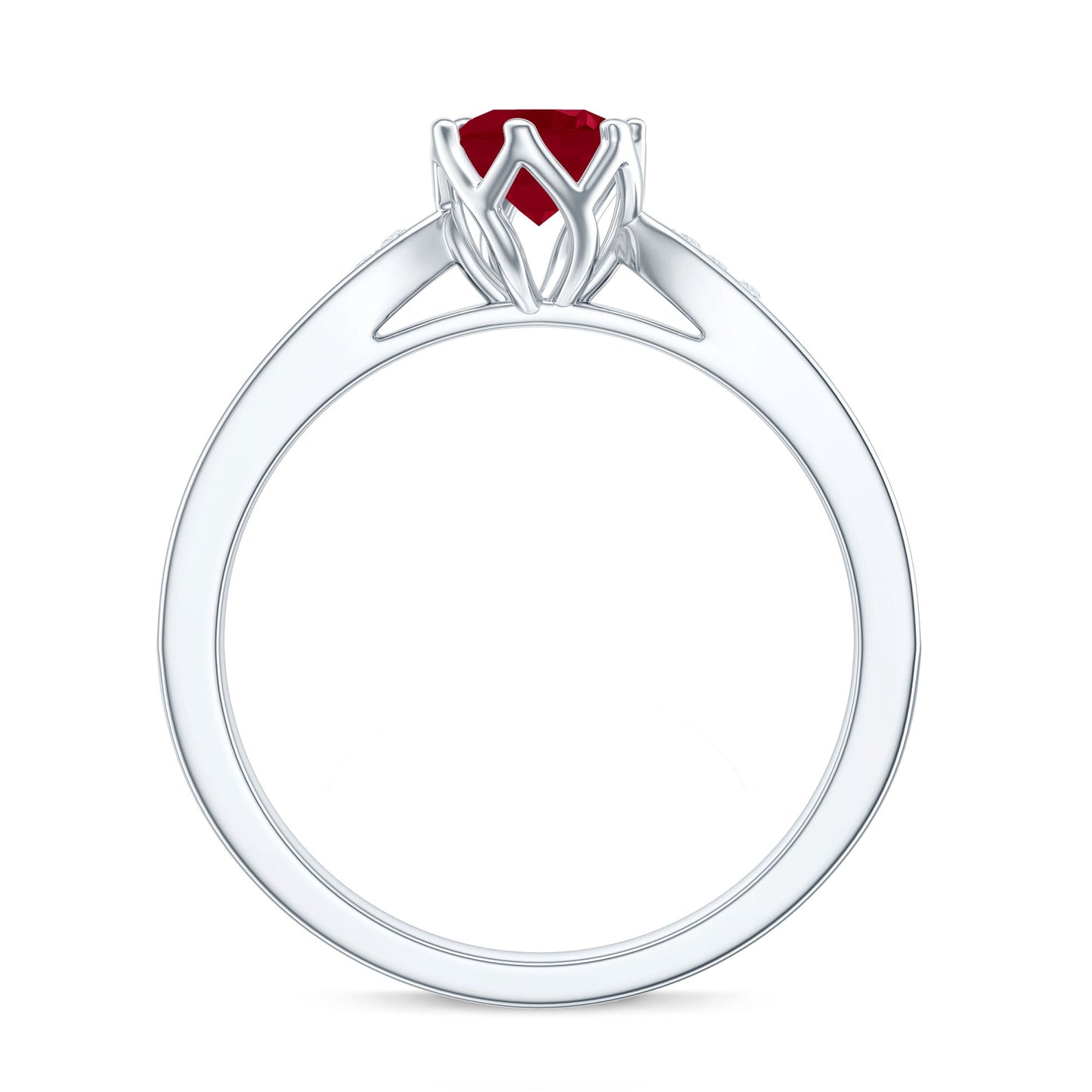 Real 0.6 Carat Ruby Engagement Ring with Diamond for Women