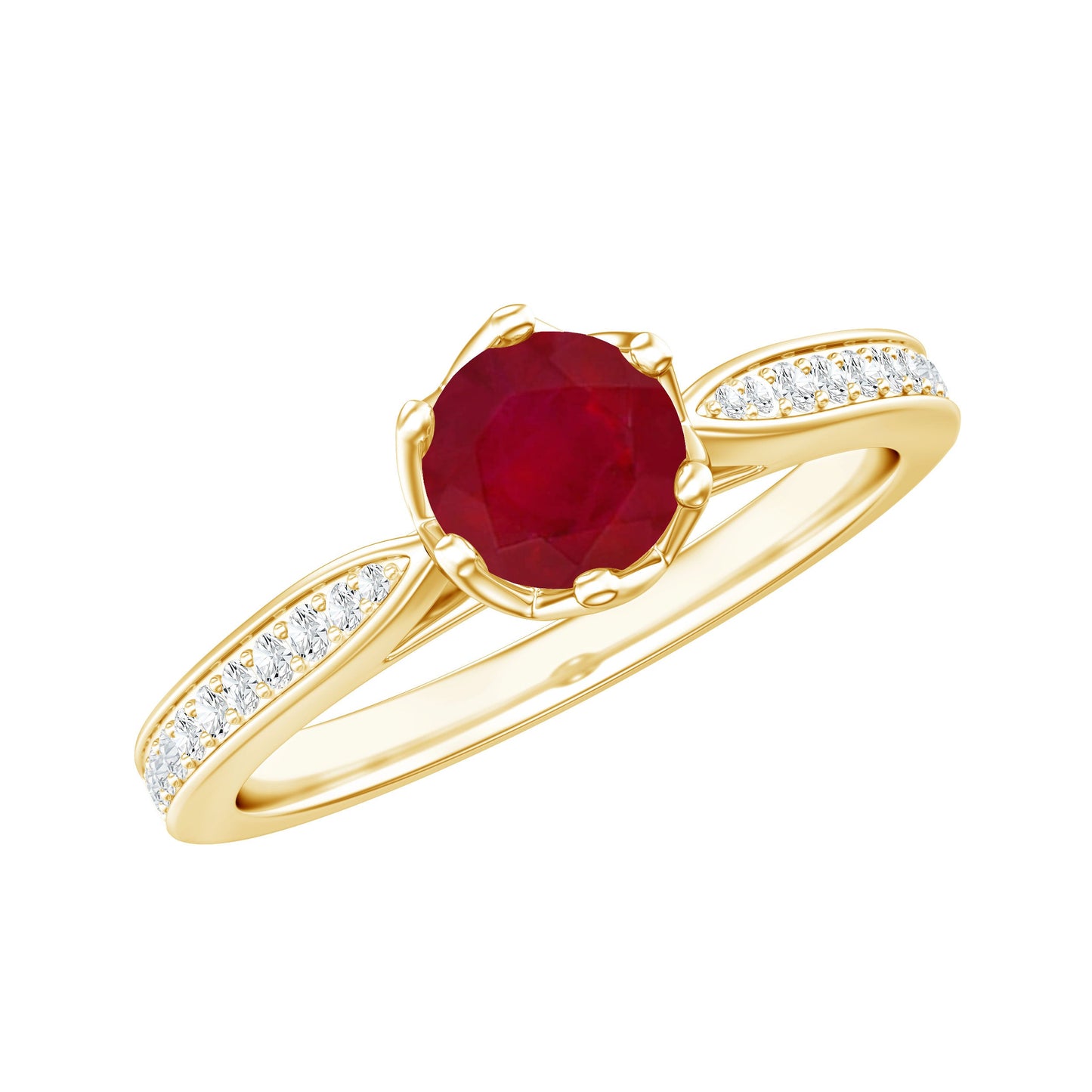 Real 0.6 Carat Ruby Engagement Ring with Diamond for Women
