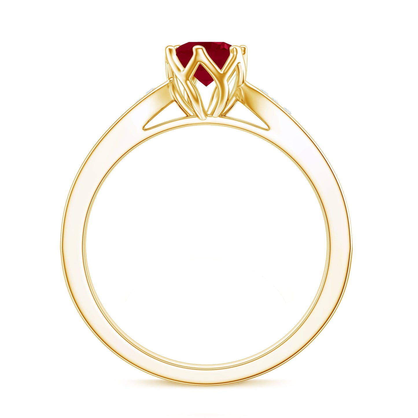 Real 0.6 Carat Ruby Engagement Ring with Diamond for Women