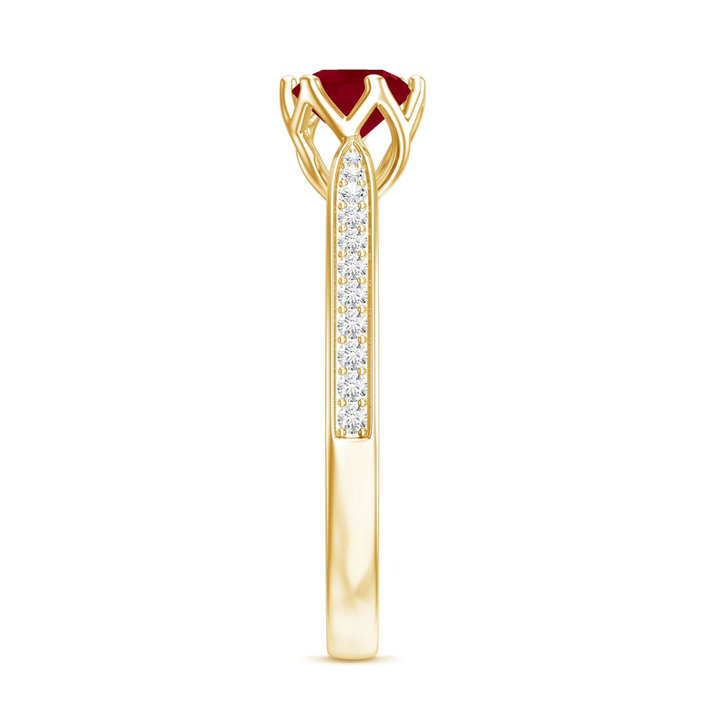 Real 0.6 Carat Ruby Engagement Ring with Diamond for Women
