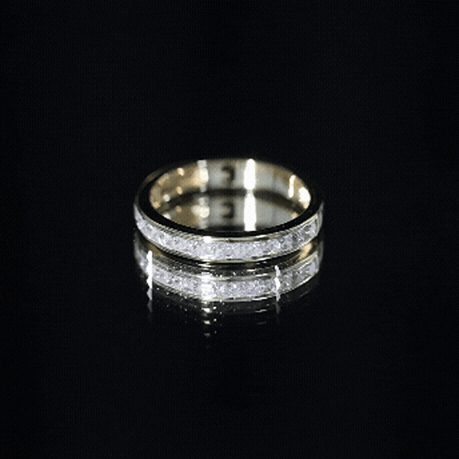 Princess Cut Moissanite Half Eternity Band Ring in Channel Setting