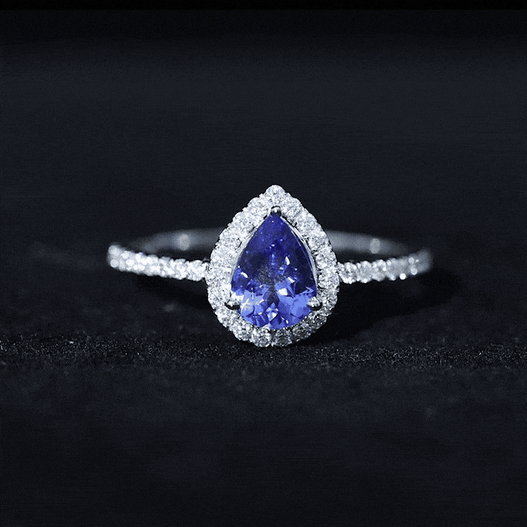 1.35 Carat Tanzanite Classic Engagement Ring with Diamond Halo