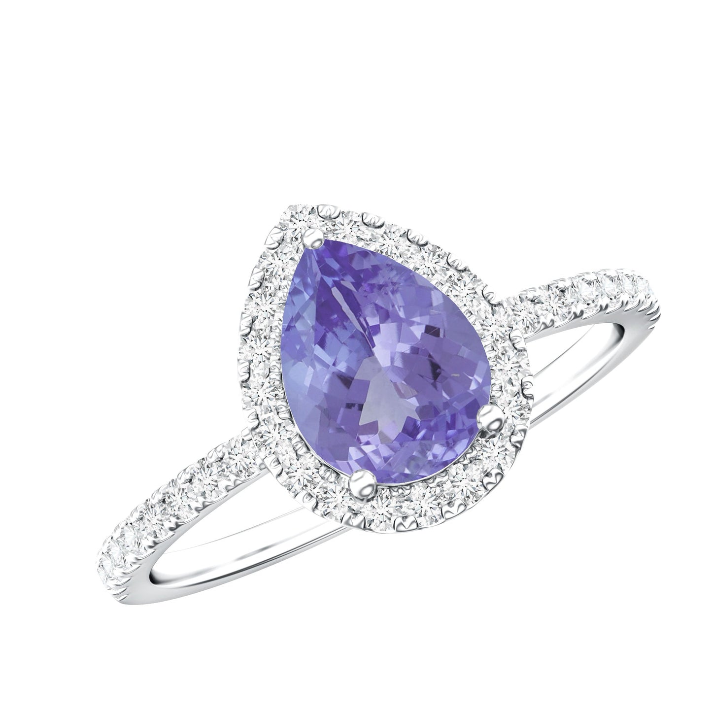 1.35 Carat Tanzanite Classic Engagement Ring with Diamond Halo