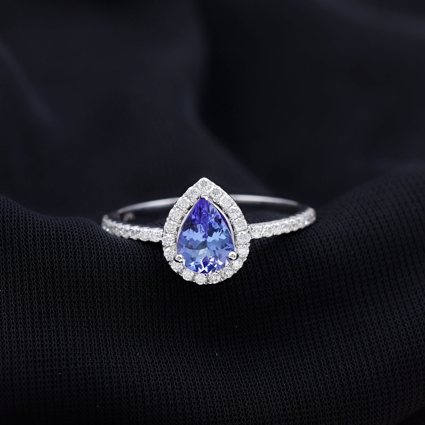 1.35 Carat Tanzanite Classic Engagement Ring with Diamond Halo