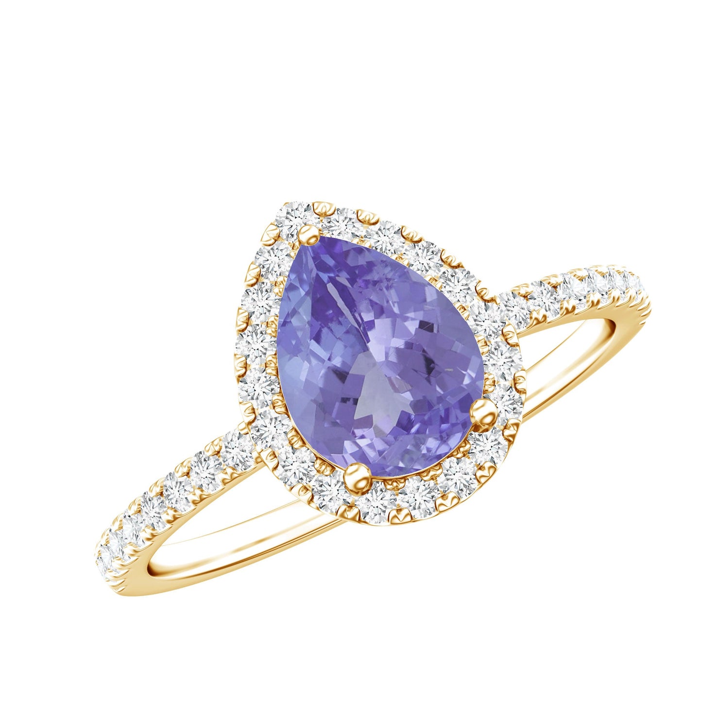 1.35 Carat Tanzanite Classic Engagement Ring with Diamond Halo