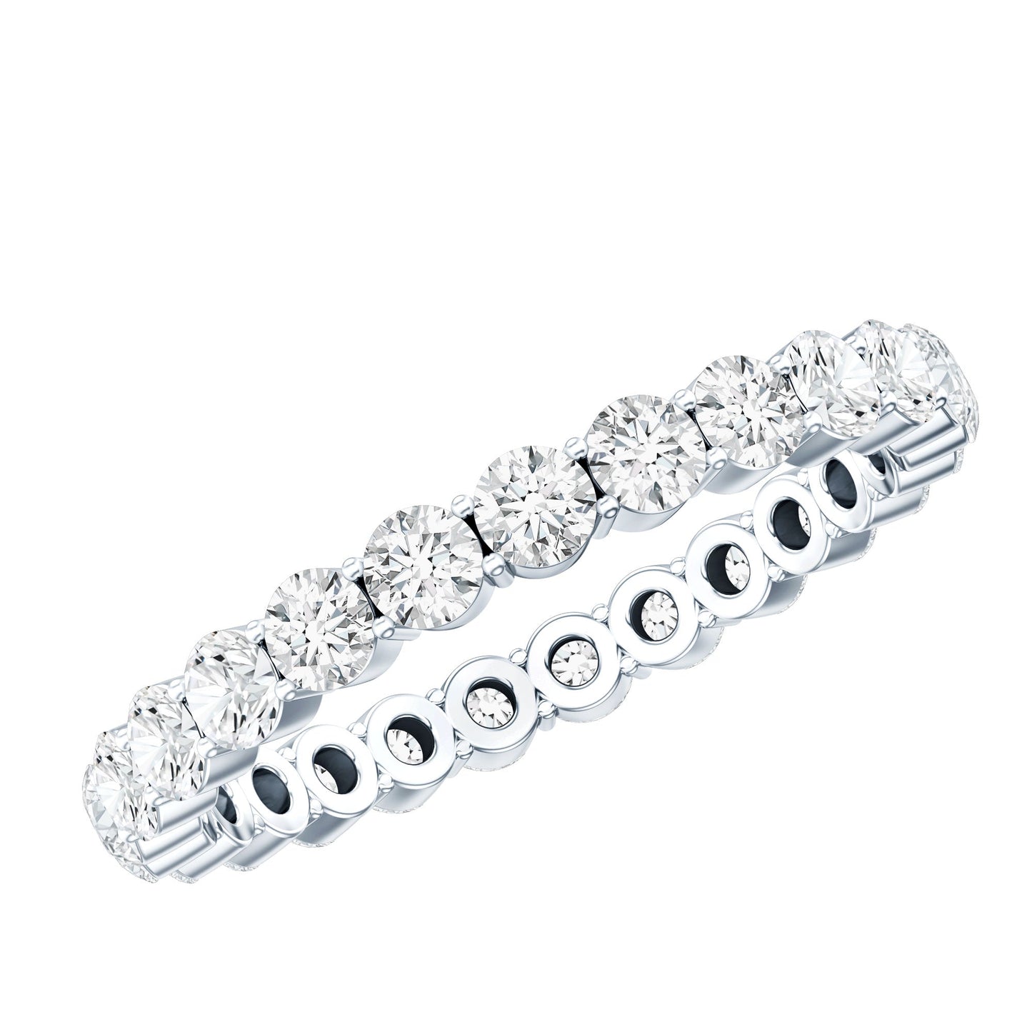 Prong Set Moissanite Eternity Wedding Band Ring for Women