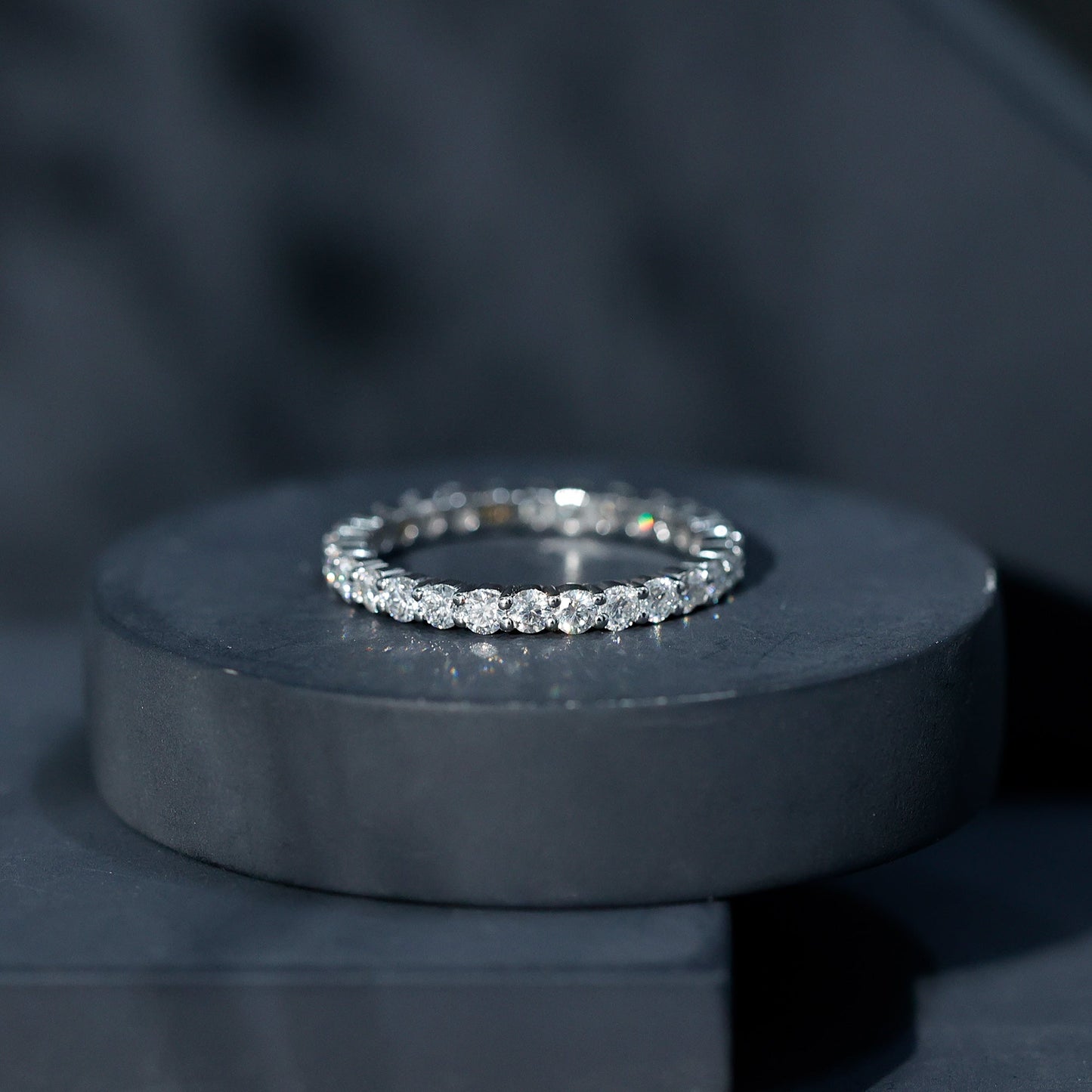 Prong Set Moissanite Eternity Wedding Band Ring for Women