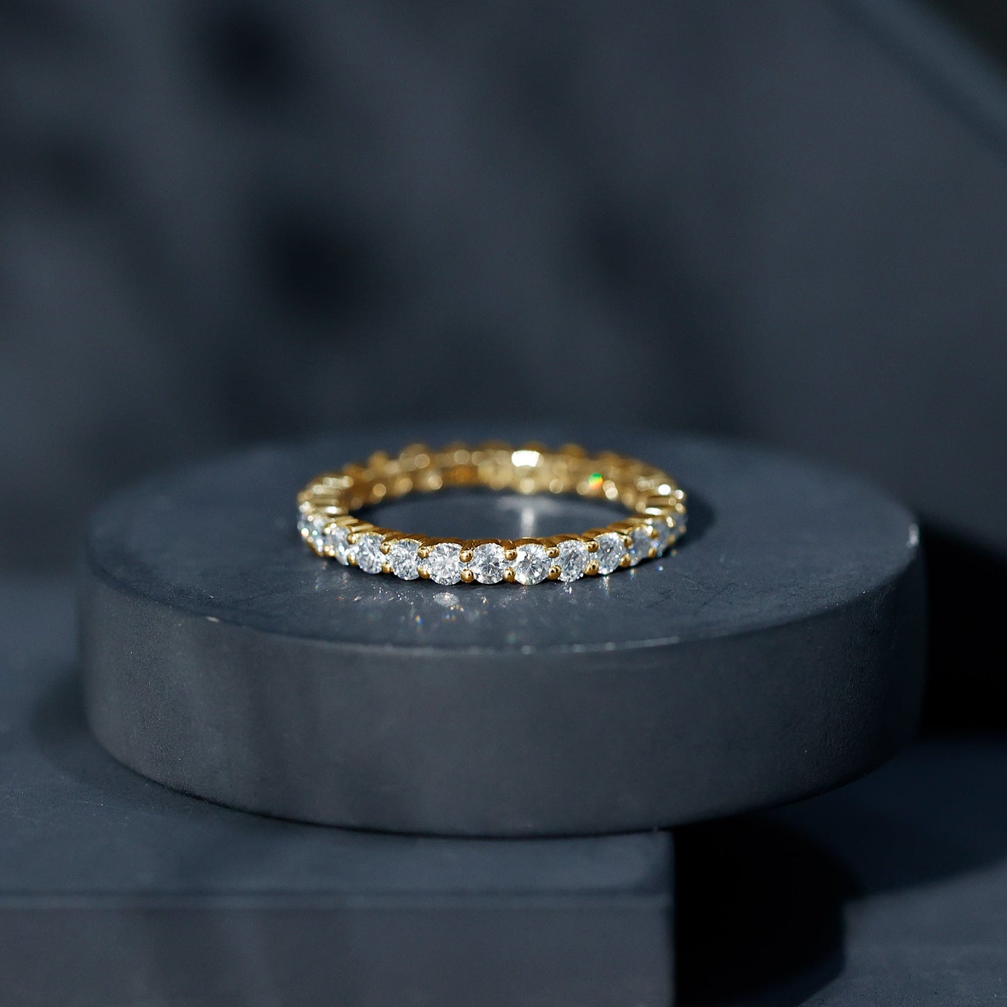 Prong Set Moissanite Eternity Wedding Band Ring for Women