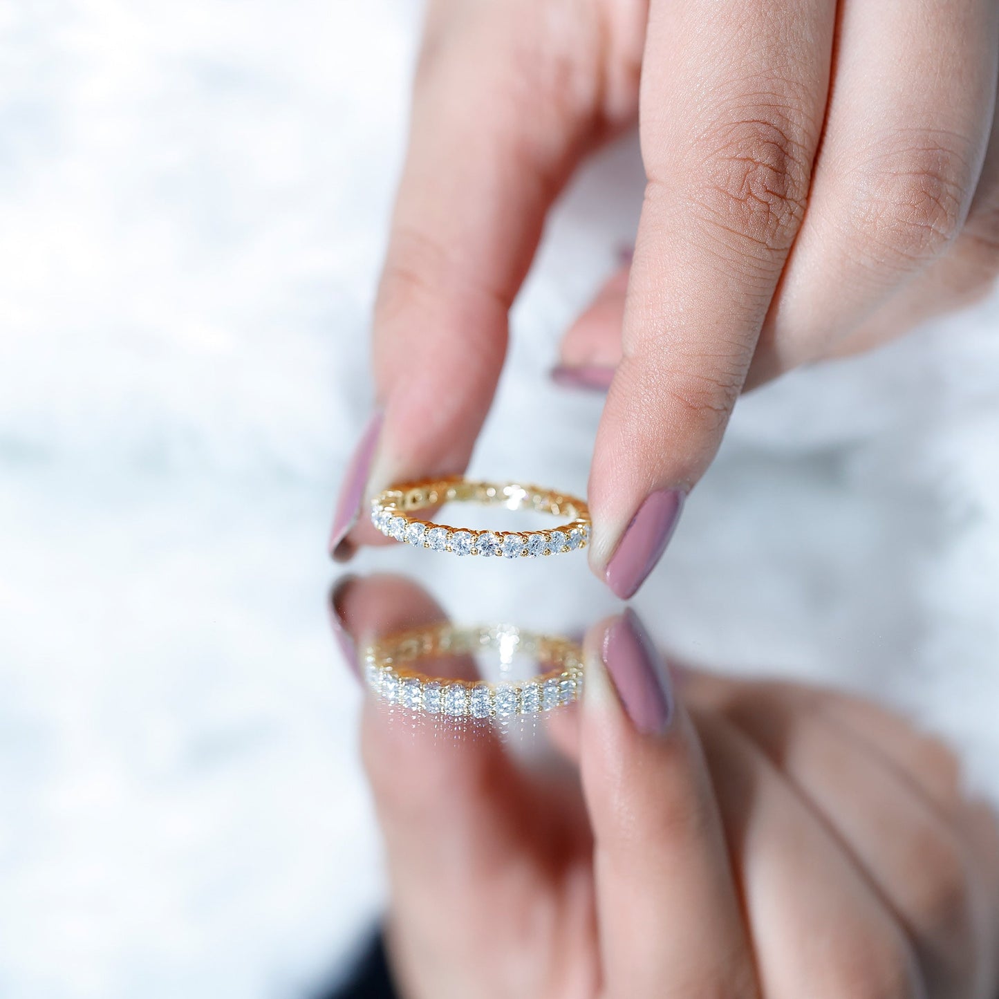 Prong Set Moissanite Eternity Wedding Band Ring for Women