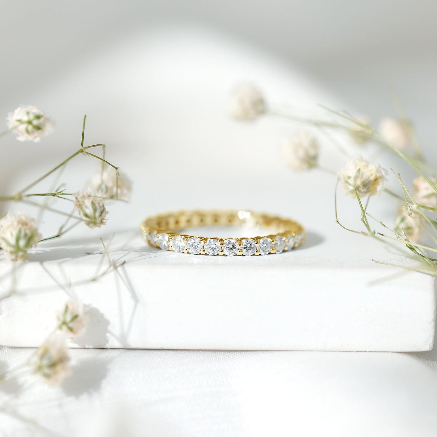 Prong Set Moissanite Eternity Wedding Band Ring for Women