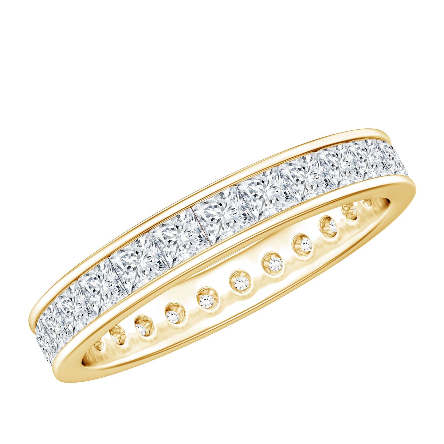 Princess Cut Moissanite Eternity Band Ring in Channel Setting