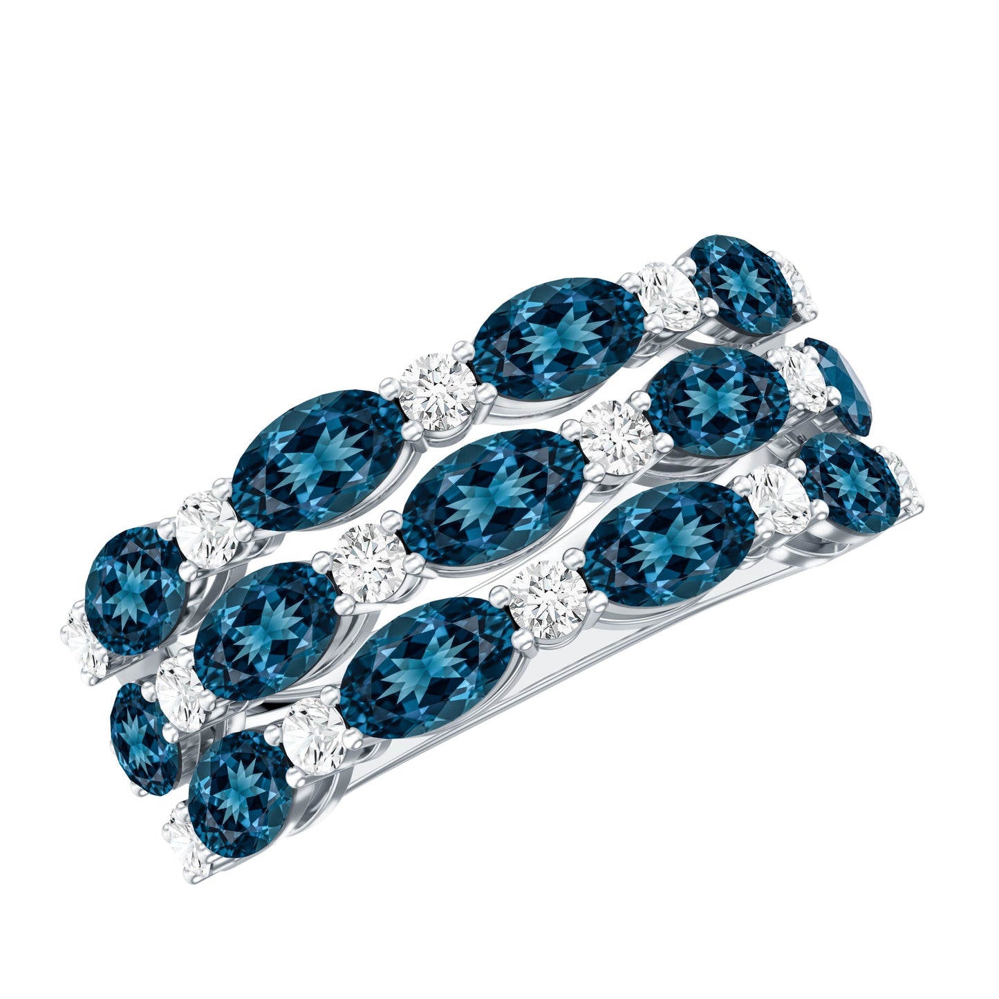 Natural London Blue Topaz and Diamond Statement Ring