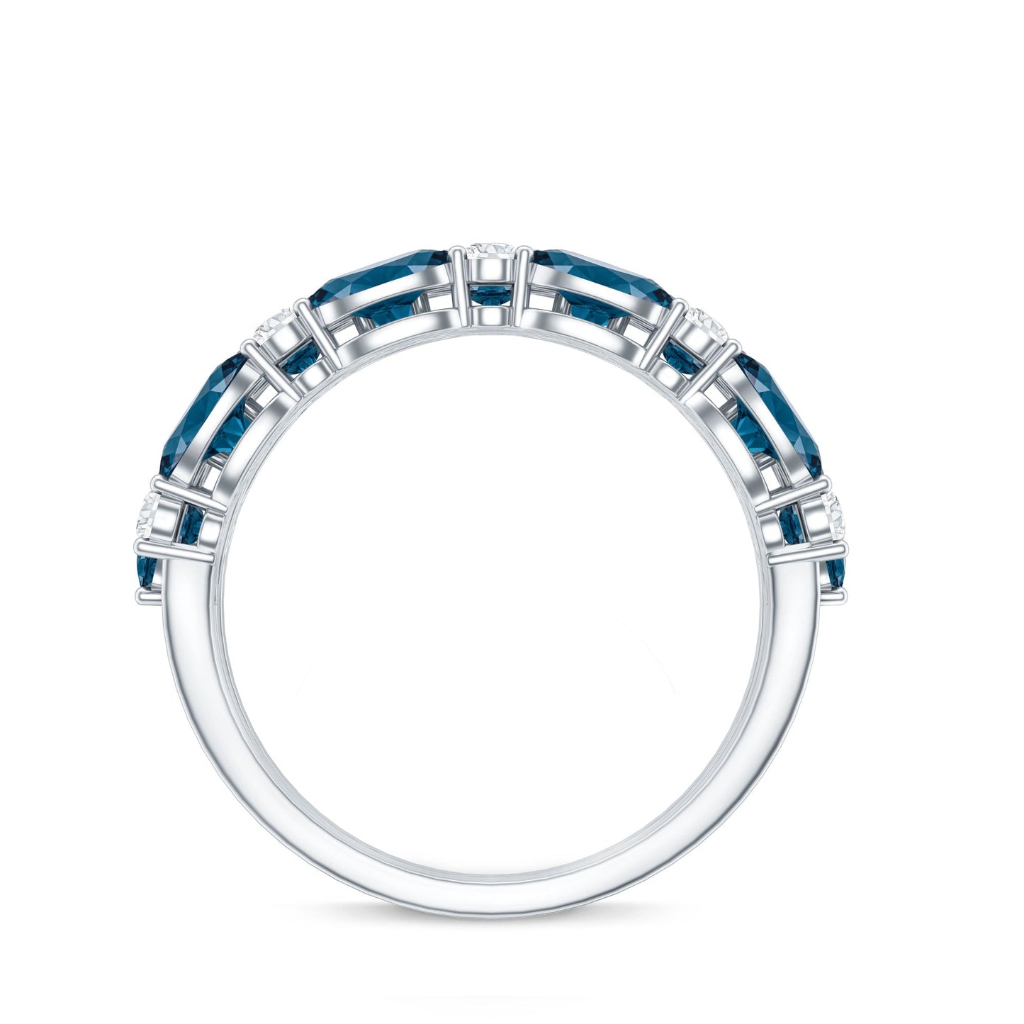 Natural London Blue Topaz and Diamond Statement Ring