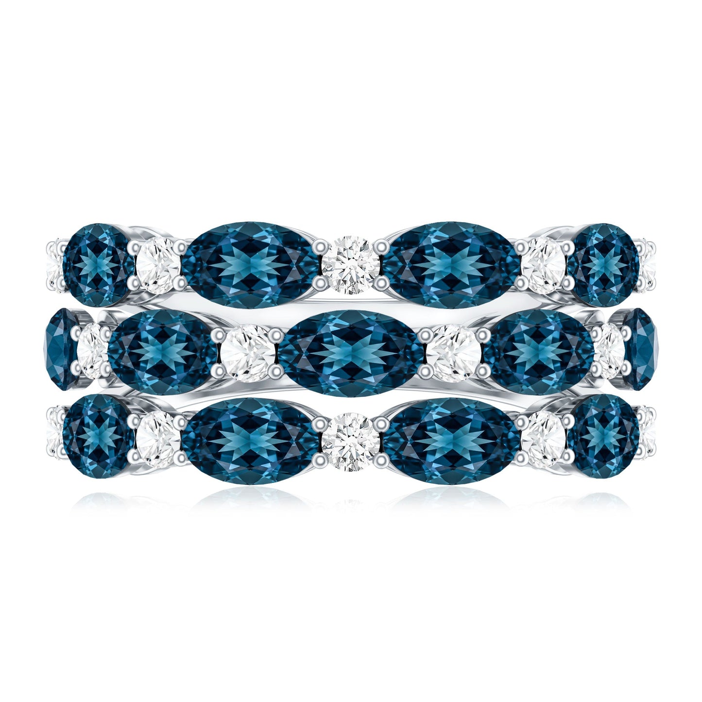 Natural London Blue Topaz and Diamond Statement Ring
