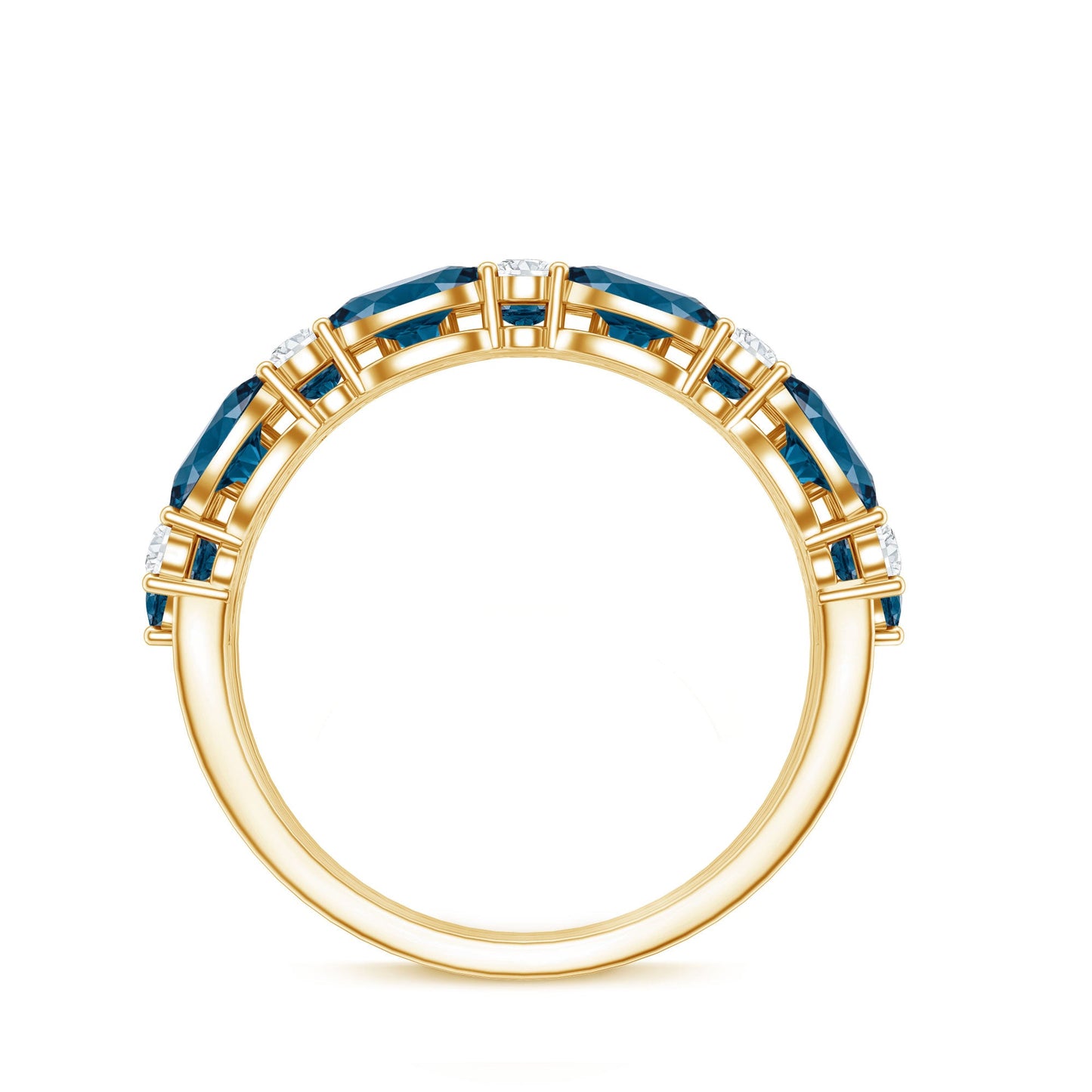 Natural London Blue Topaz and Diamond Statement Ring
