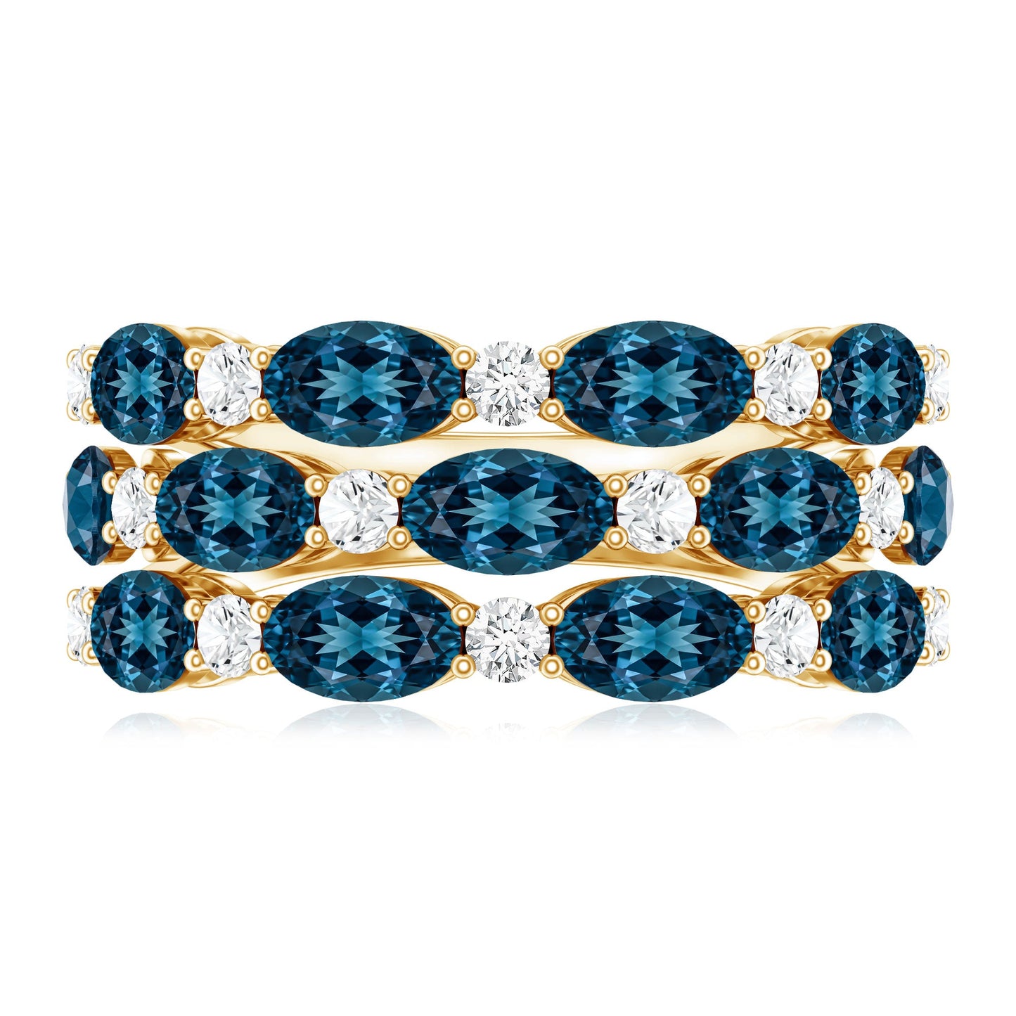 Natural London Blue Topaz and Diamond Statement Ring