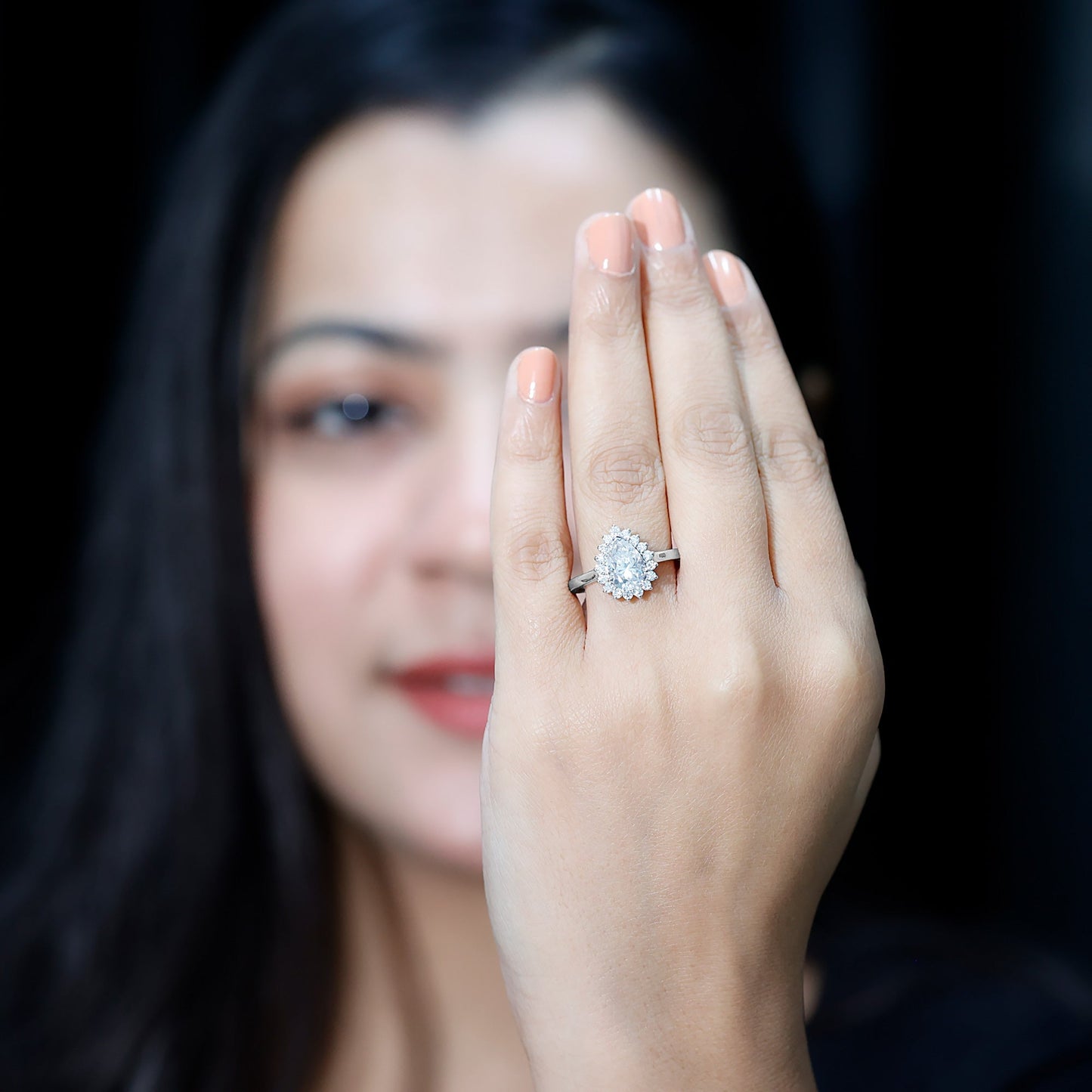 Certified Pear Cut Engagement Ring With Moissanite