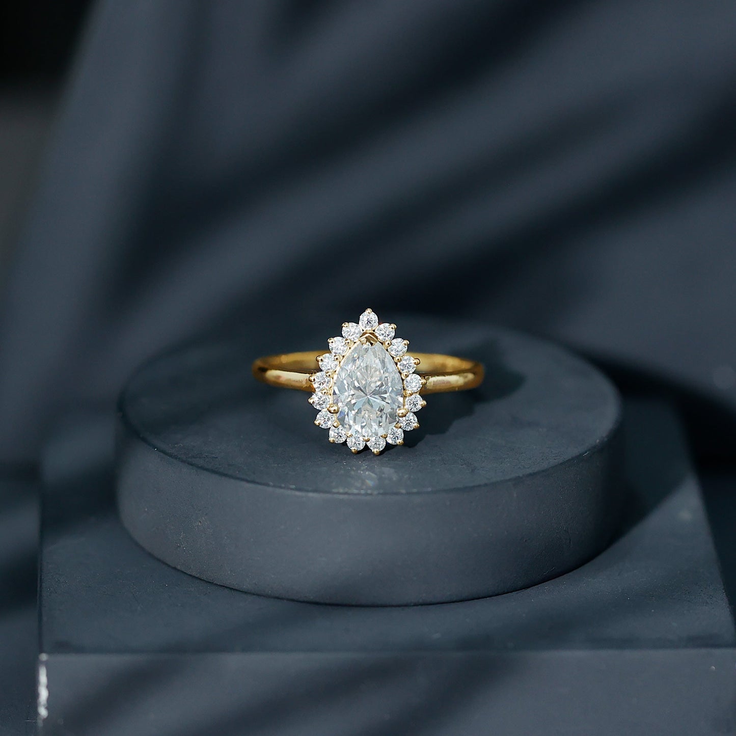 Certified Pear Cut Engagement Ring With Moissanite