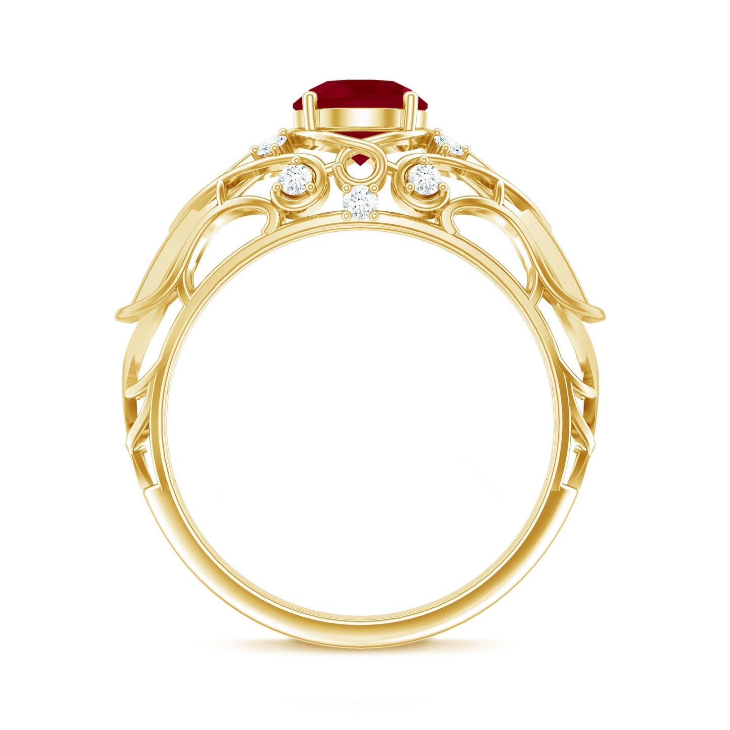 Vintage Inspired 0.6 Carat Ruby Engagement Ring with Diamond