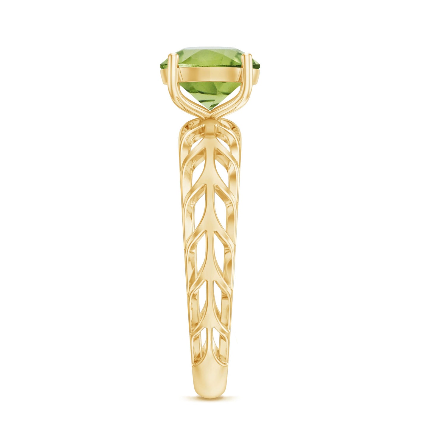 Natural 2 Carat Round Shape Peridot Solitaire Engagement Ring
