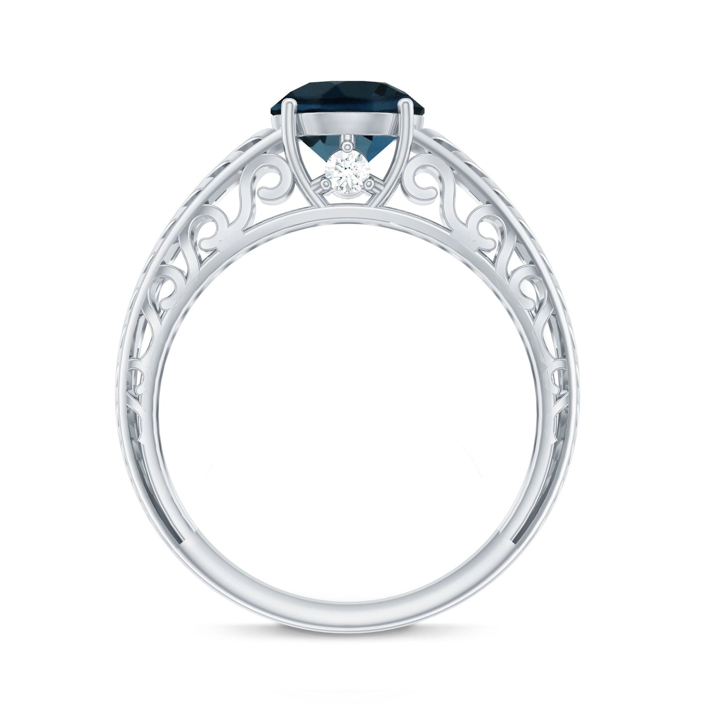 1.3 Carat Round London Blue Topaz Solitaire Engagement Ring with Certificate