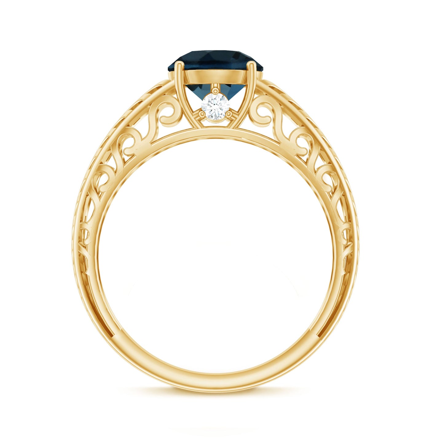 1.3 Carat Round London Blue Topaz Solitaire Engagement Ring with Certificate