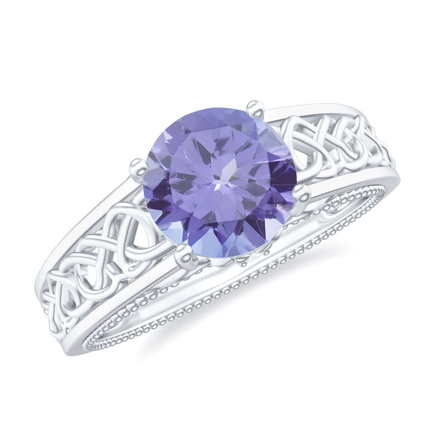 1.6 Carat Lab Created Tanzanite Engagement Ring with Celtic Design