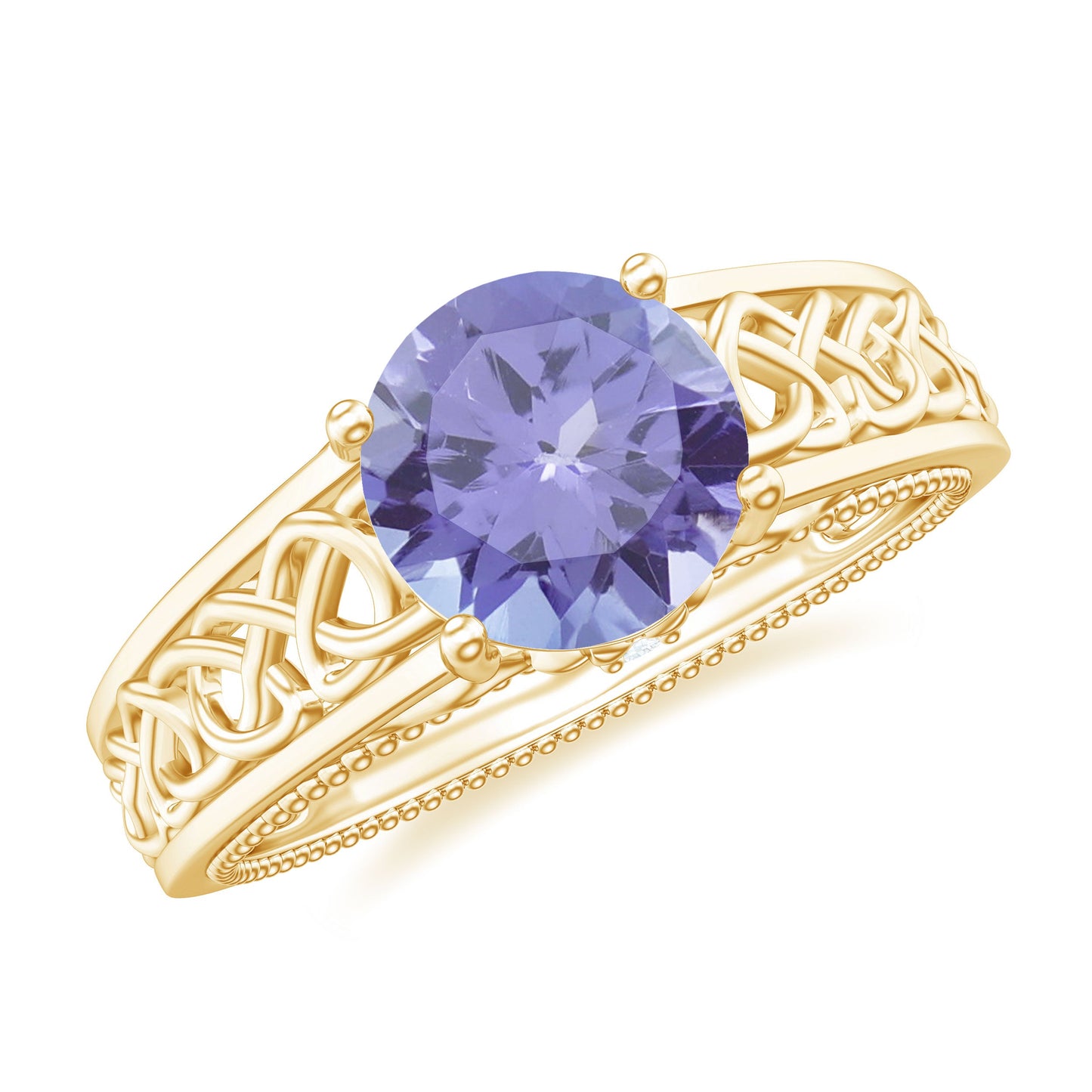 1.6 Carat Lab Created Tanzanite Engagement Ring with Celtic Design