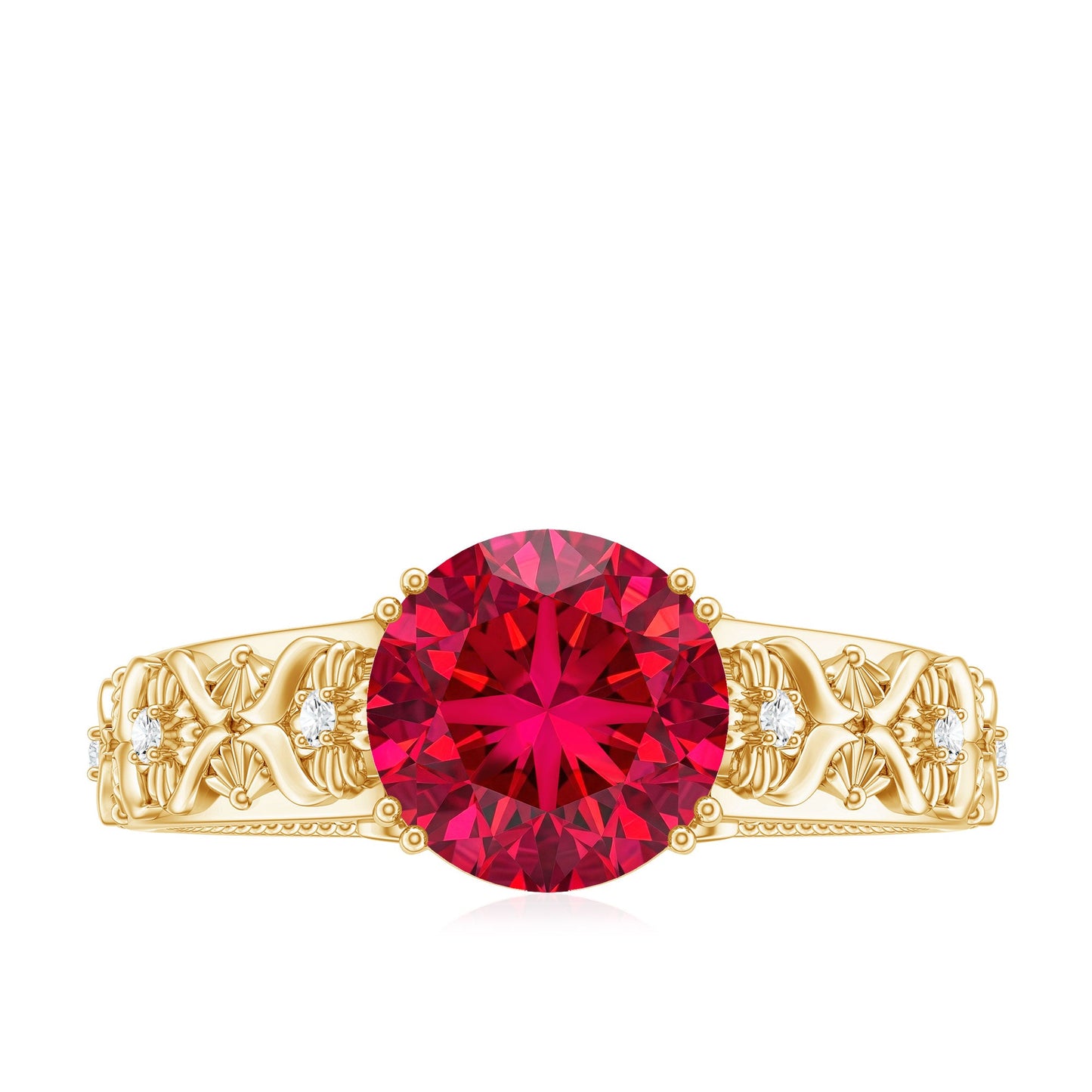 Vintage Inspired Lab Created Ruby Solitaire Engagement Ring