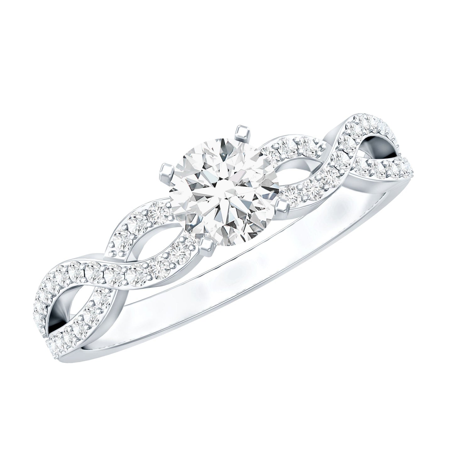 0.5 Carat Round Shape Moissanite Crossover Infinity Ring