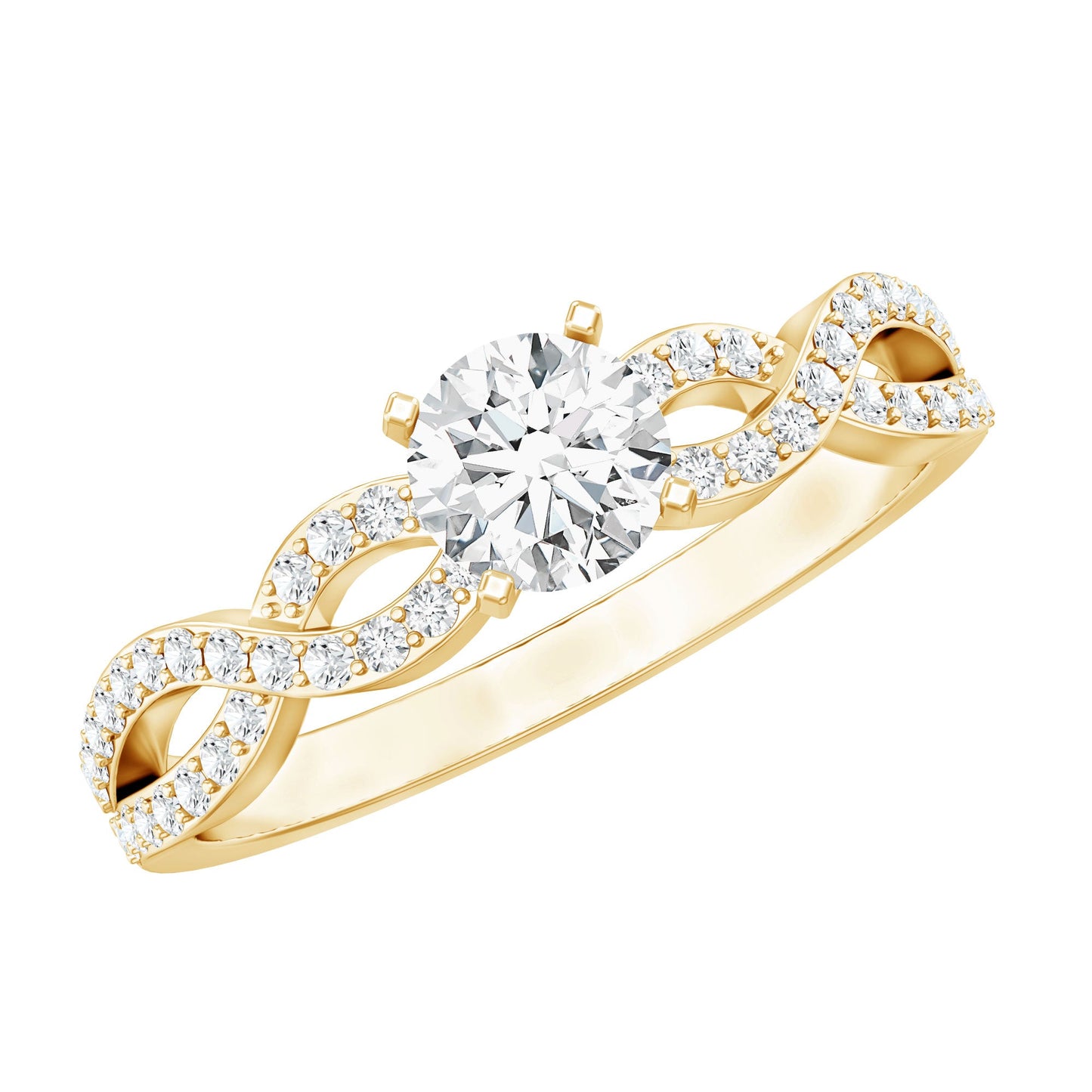 0.5 Carat Round Shape Moissanite Crossover Infinity Ring