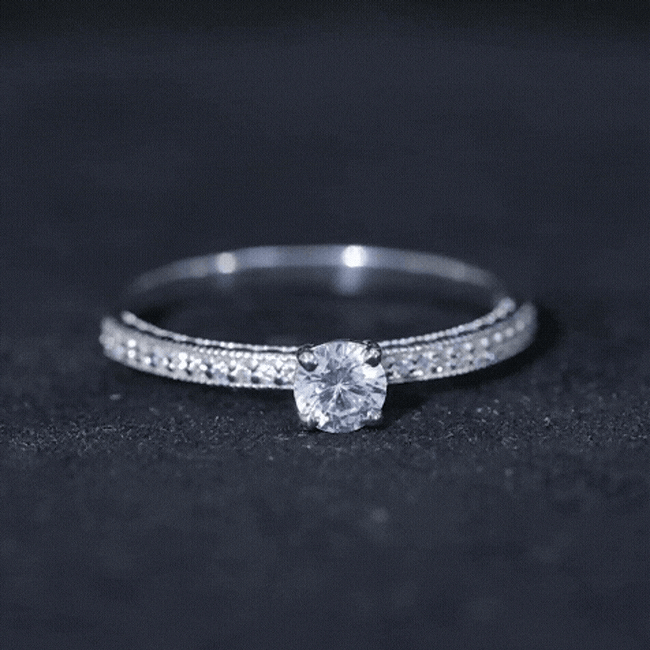 0.5 Carat  Moissanite Solitaire Engagement Ring with Milgrain