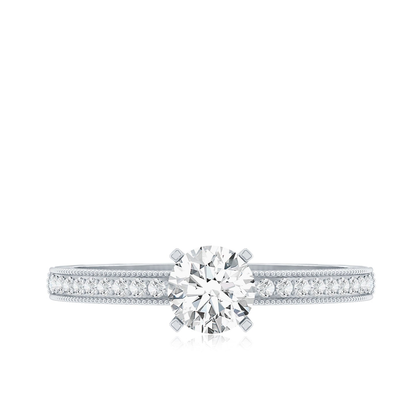 0.5 Carat  Moissanite Solitaire Engagement Ring with Milgrain