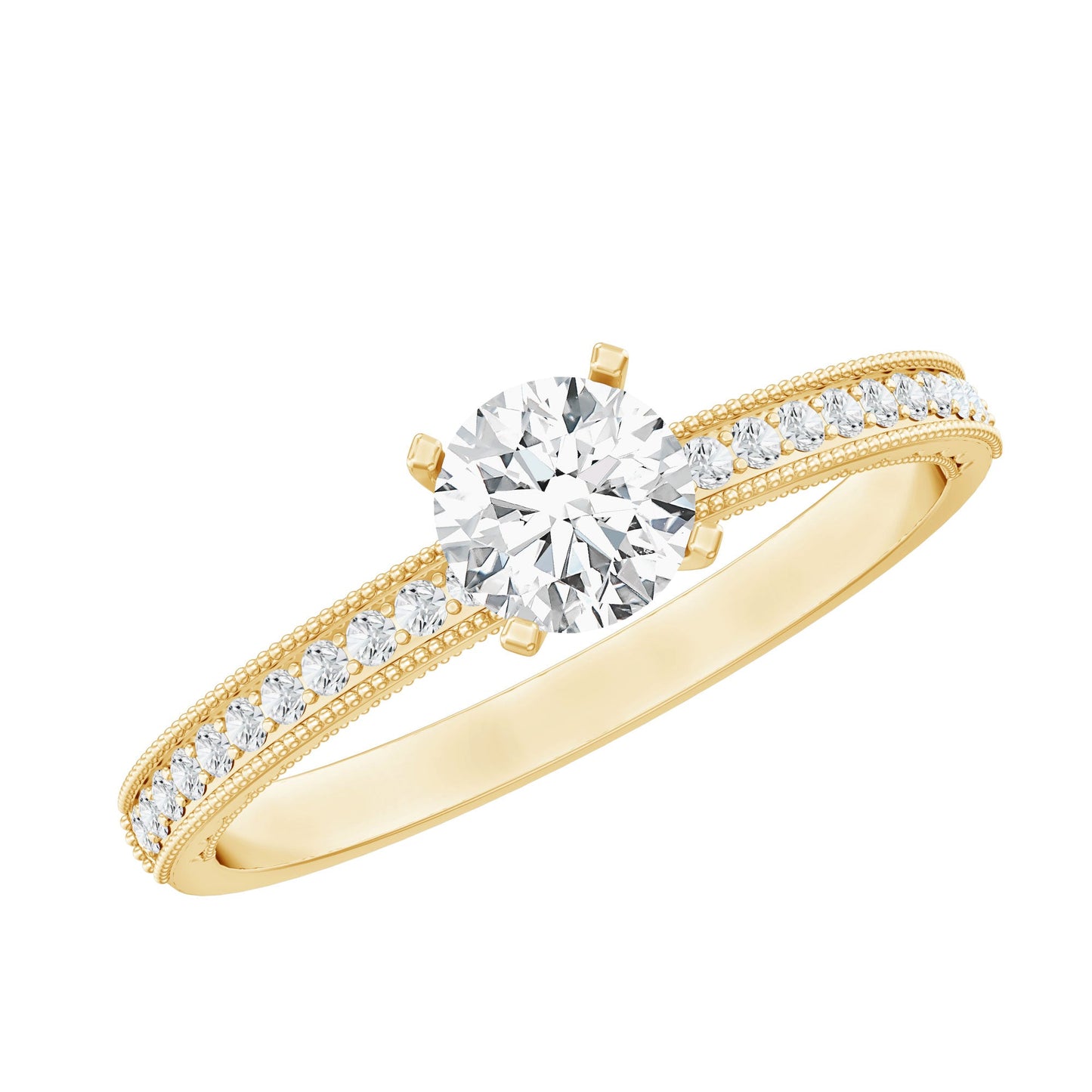 0.5 Carat  Moissanite Solitaire Engagement Ring with Milgrain