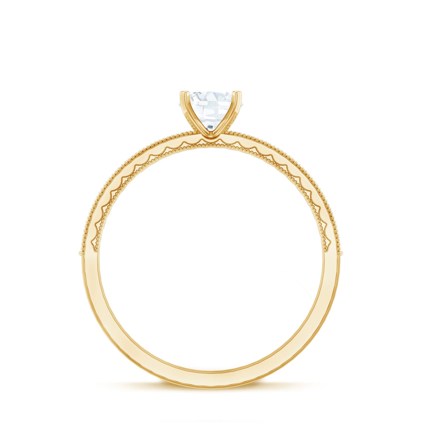 0.5 Carat  Moissanite Solitaire Engagement Ring with Milgrain