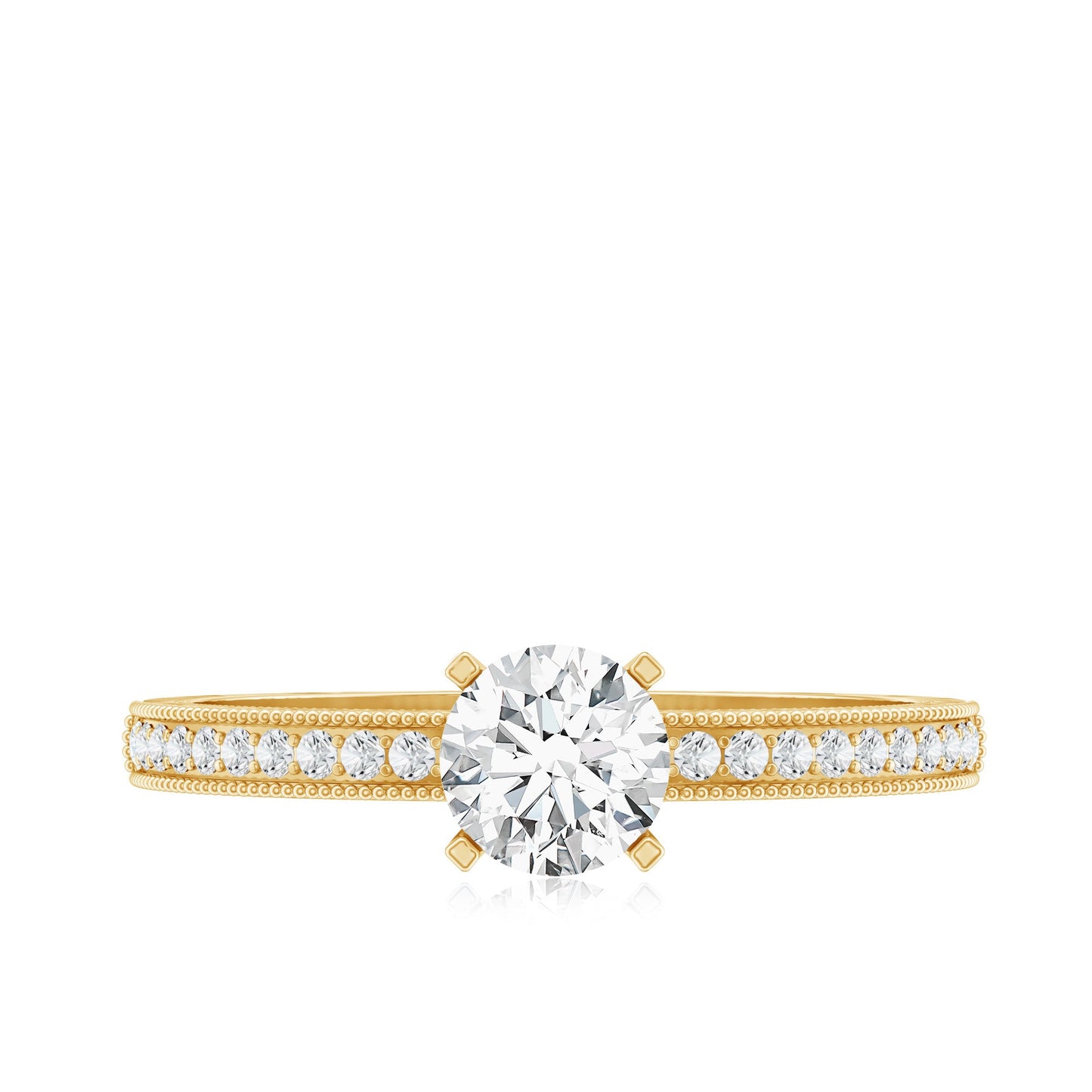 0.5 Carat  Moissanite Solitaire Engagement Ring with Milgrain