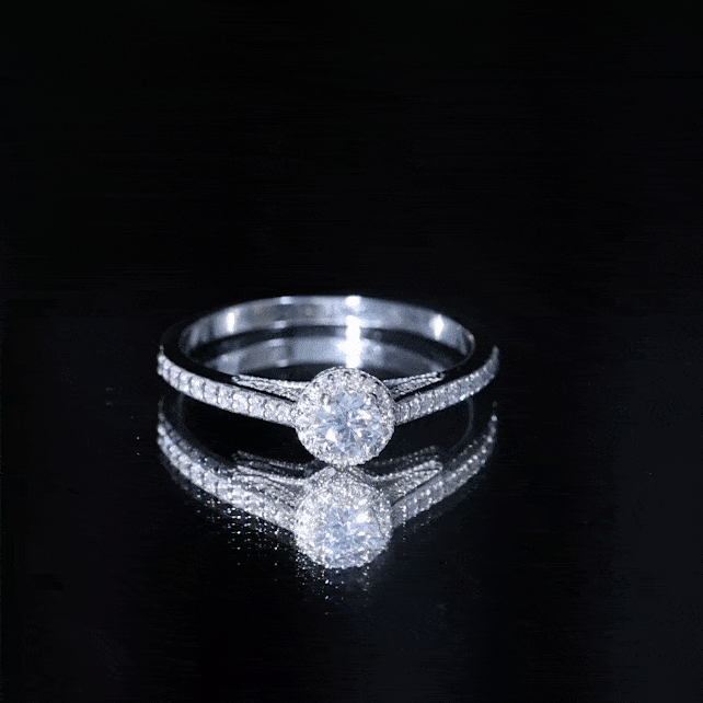 Certified Round Moissanite Halo Engagement Ring for Women