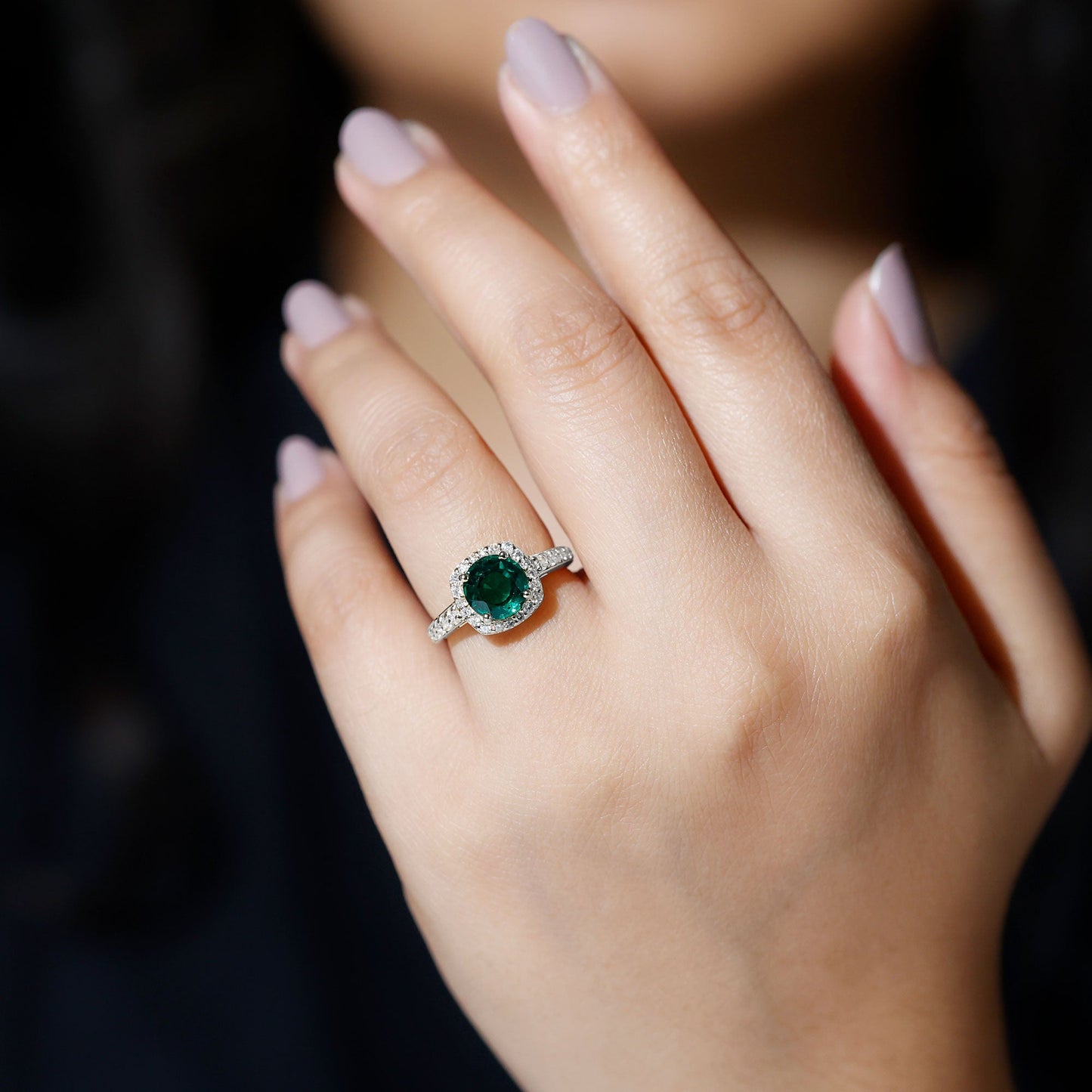 Certified Lab Grown Emerald Diamond Vintage Looking Engagement Ring